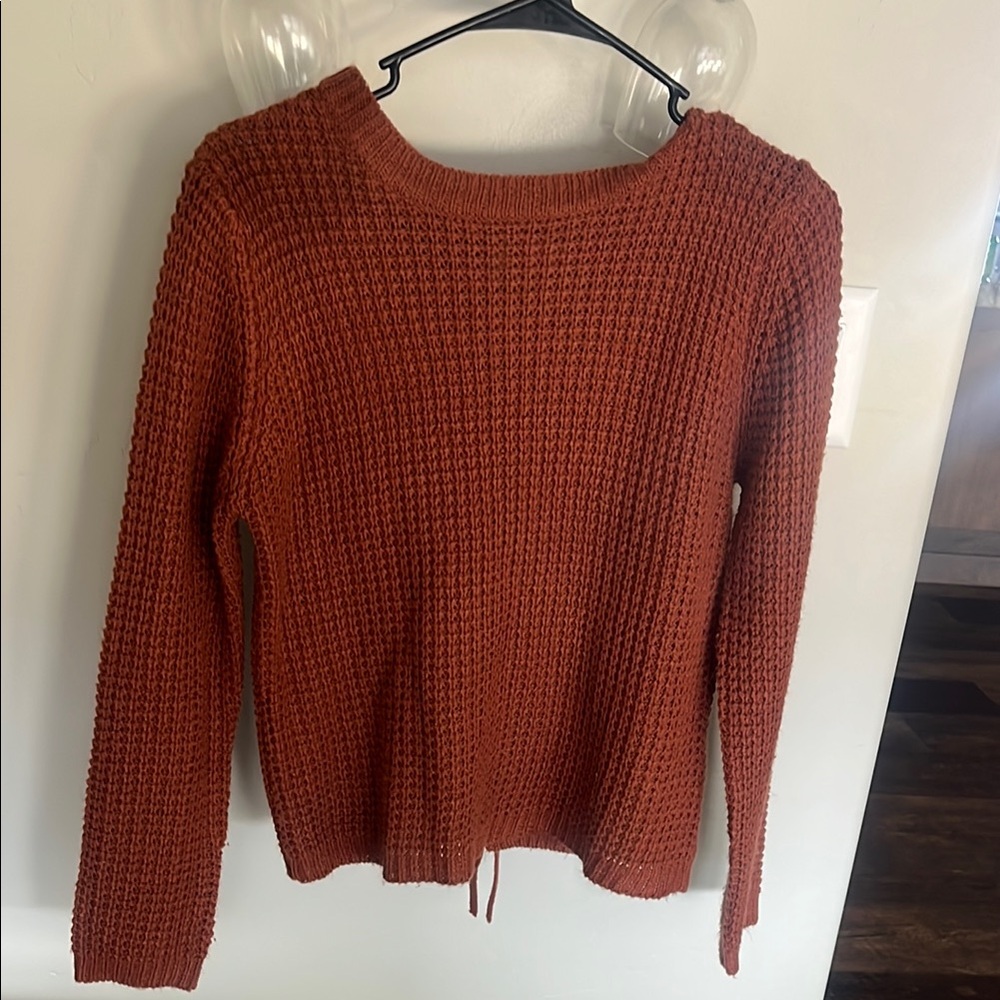 Orange Chunky Knit Crew Neck Sweater